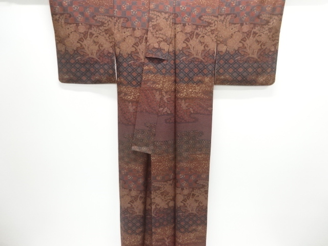  ヱ霞に花模様付け下げ小紋着物